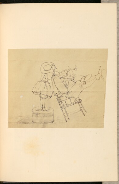 Unknown, [Drawing of woman kissing fiddler]