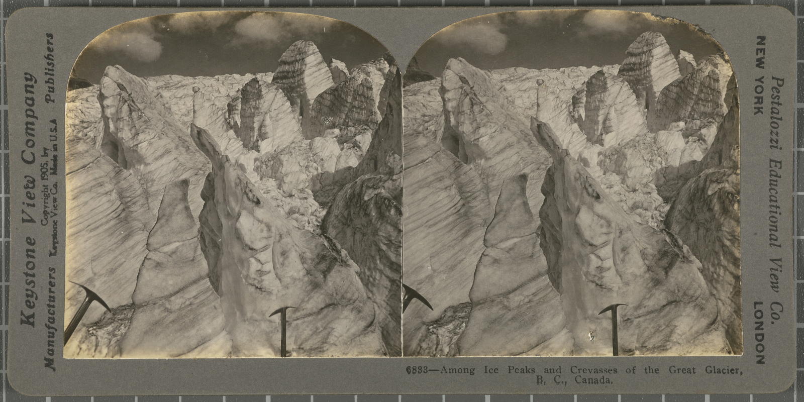 Desconegut, Among Ice Peaks and Crevasses of the Great Glacier, B.C. Canada Keystone View Company, Pestalozzi Educational View Co