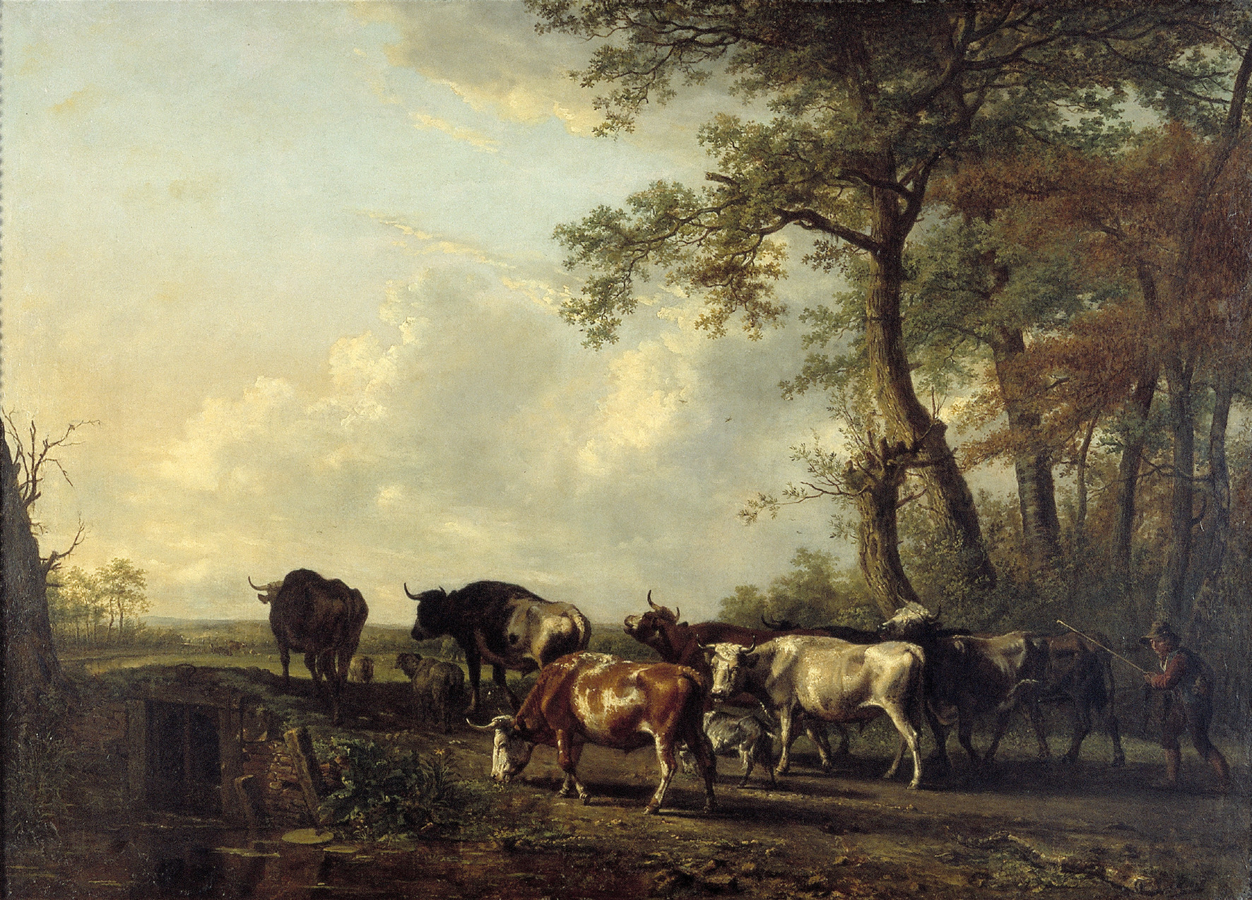 Jan Kobell II, A Herd of Cattle Crossing a Ford