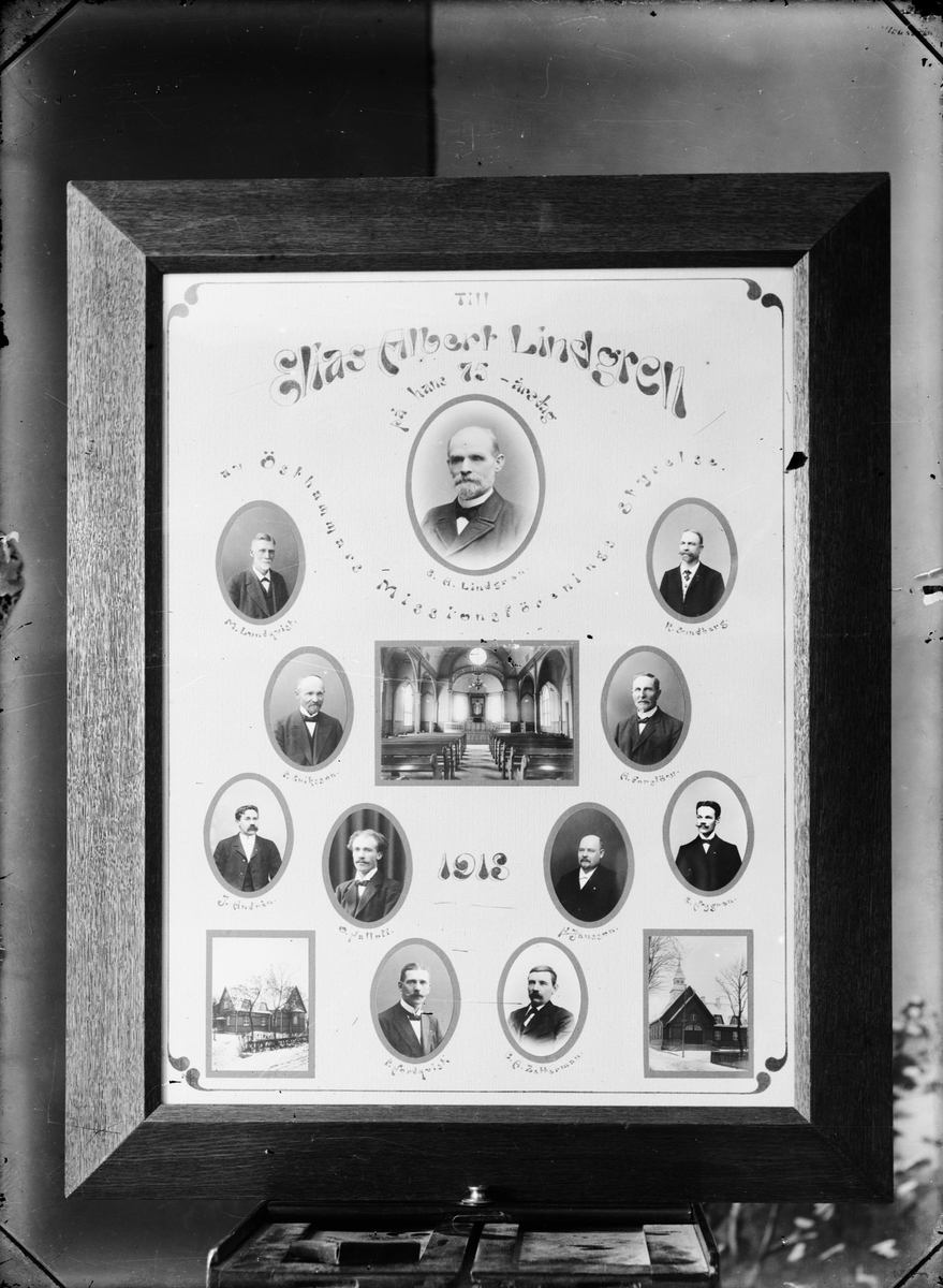 Skötsner-Edhlund, "Minnestavla från Elias Albert Lindgrens 75-årsdag", Östhammar, Uppland 1918