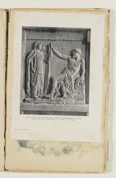 J.A. Jerichau (II), Foto af græsk metoperelief forestillende "Hera blotter sig for Zeus"