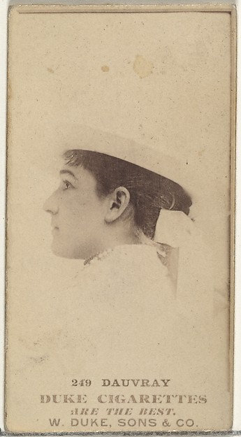 W. Duke, Sons & Co., Card Number 249, Miss Dauvray, from the Actors and Actresses series (N145-7) issued by Duke Sons & Co. to promote Duke Cigarettes