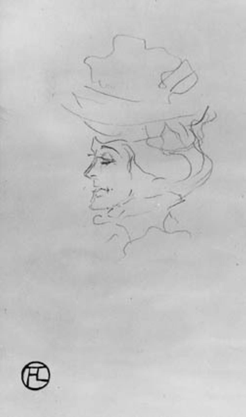 Henri de Toulouse-Lautrec, Portræt af Mme Brazier i profil mod venstre