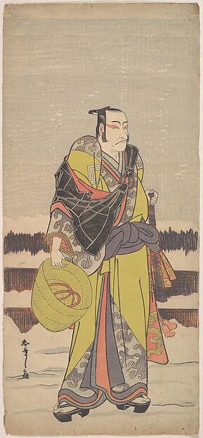 Katsukawa Shunshō　勝川春章, Danjurō V as Kakogawa Honzō with a Komuso Hat and a Flageolet