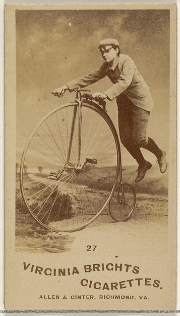 Allen & Ginter, Card 27, from the Girl Cyclists series (N49) for Virginia Brights Cigarettes