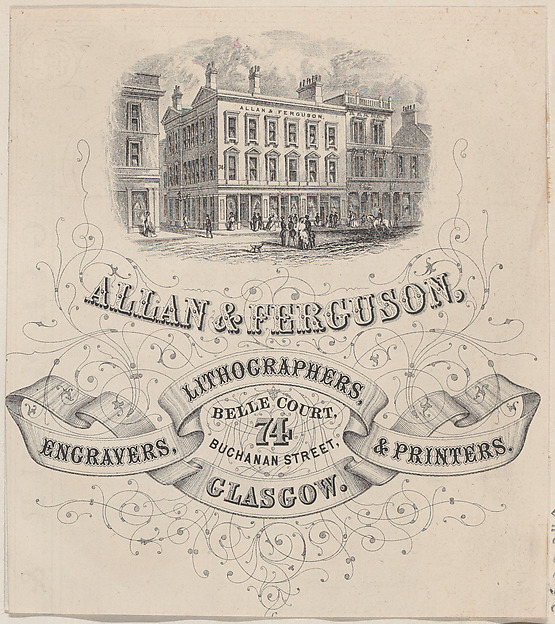 Anonymous, British, 19th century, Trade Card for Allan & Ferguson, Engravers, Lithographers & Printers