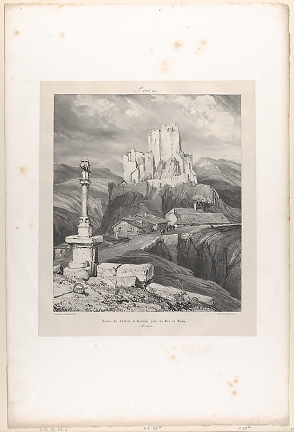 Eugène Isabey, The Bouzols Castle Ruins Near Puy en Delay