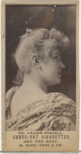 W. Duke, Sons & Co., Card Number 583, Lillian Russell, from the Actors and Actresses series (N145-3) issued by Duke Sons & Co. to promote Cross Cut Cigarettes