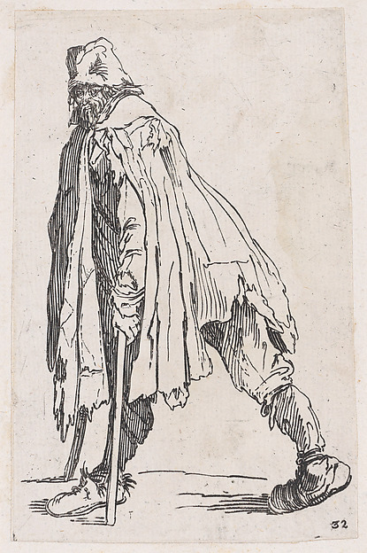 Anonymous, Reverse Copy of Le Mendiant aux Béquilles Coiffée d'un Chapeau et Vu de Dos (The Beggar with Crutches Wearing a Hat and Viewed from Behind), from Les Gueux suite appelée aussi Les Mendiants, Les Baroni, ou Les Barons (The Beggars, also called the Barons)