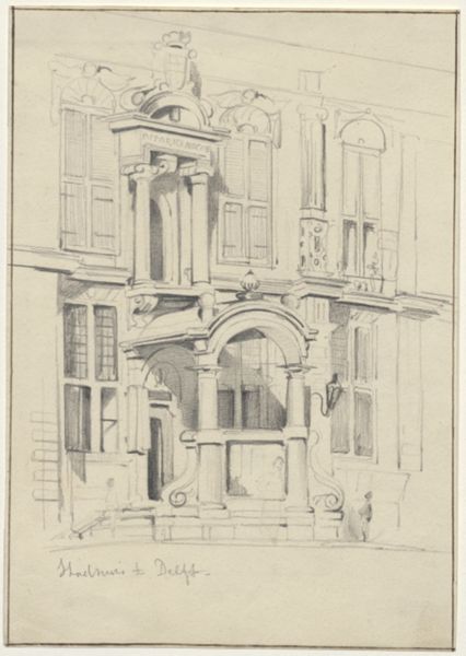 Cornet, Jacobus Ludovicus, (1815-1882), (artist), Portal of the city hall in Delft