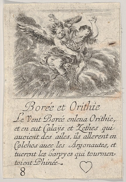 Stefano della Bella, Boreas and Orithyia, from "Game of Mythology" (Jeu de la Mythologie)