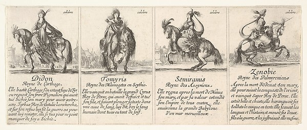 Stefano della Bella, Didon, Tomyris, Semiramis, and Zenobie, from "The Game of Queens" (Le Jeu des Reines Renommées)