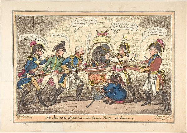 George Cruikshank, The Allied Bakers or the Corsican Toad in the Hole