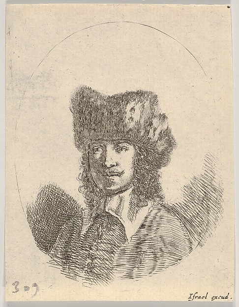 Stefano della Bella, Plate 2: Head of a man with a moustache and fur cap facing left, from "Various heads and figures" (Diverses têtes et figures)