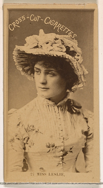W. Duke, Sons & Co., Card Number 27, Miss Leslie, from the Actors and Actresses series (N145-2) issued by Duke Sons & Co. to promote Cross Cut Cigarettes