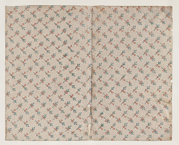 Anonymous, Sheet with dot grid pattern with bouquets