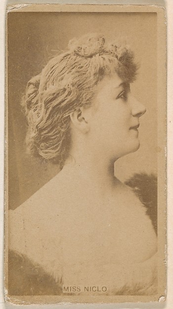 Kinney Brothers Tobacco Company, Miss Niglo, from the Actresses series (N245) issued by Kinney Brothers to promote Sweet Caporal Cigarettes