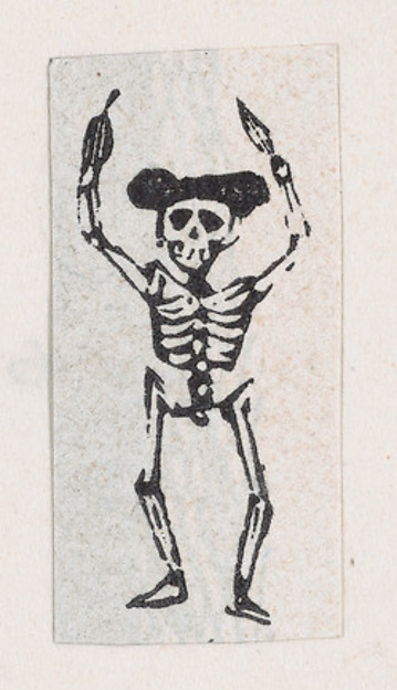 José Guadalupe Posada, Skeleton standing with his arms raised