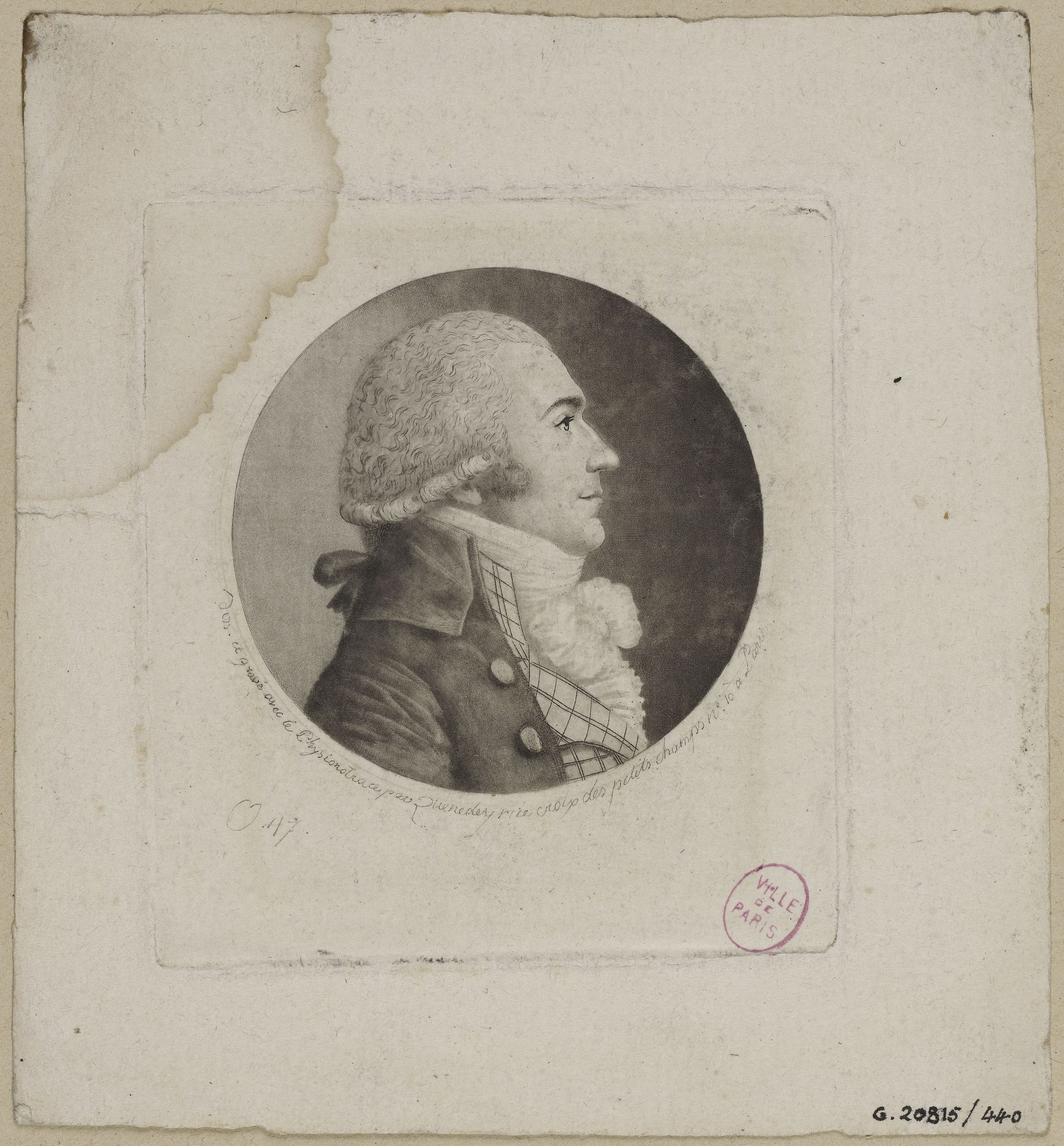 Edmé Quenedey, Portrait d'un homme, fin XVIIIème siècle/début XIXème siècle