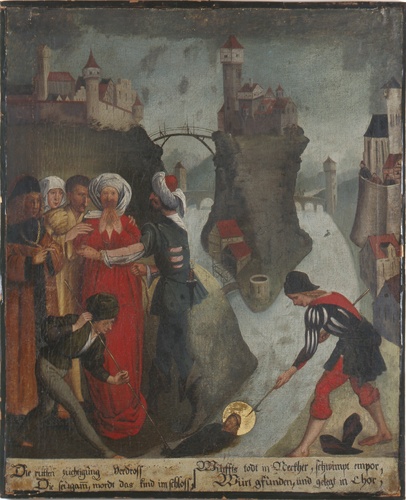 Unknown artist, Legende der heiligen Regiswindis, Bild IV: Die tote Regiswindis im Neckar