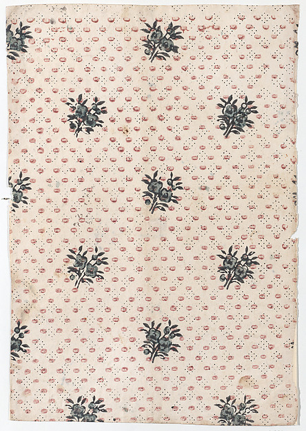 Anonymous, Sheet with an overall floral and dot pattern