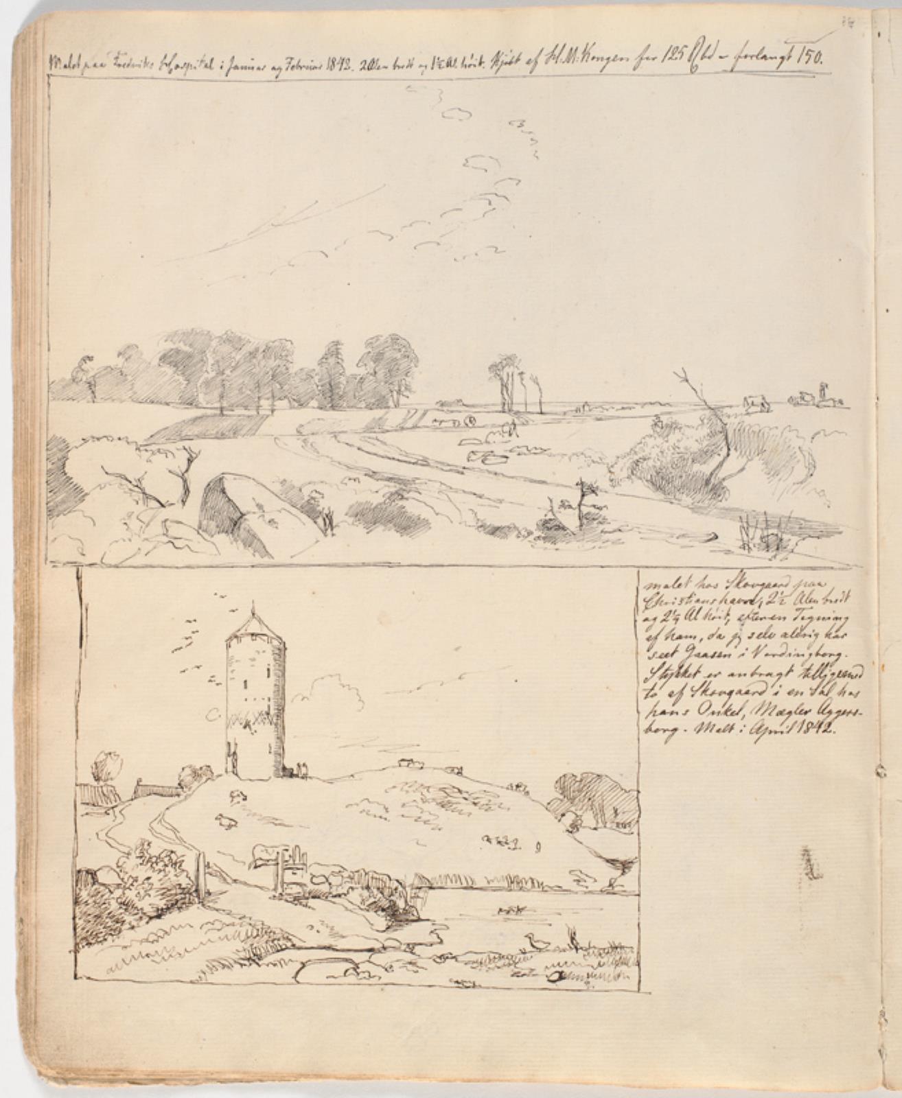 Johan Thomas Lundbye, Gåsetårnet i Vordingborg, tegnet på side 16 f.n.