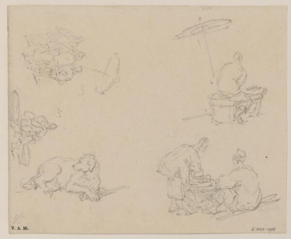 George Chinnery, Chinese vendors, Macanese women, and a dog