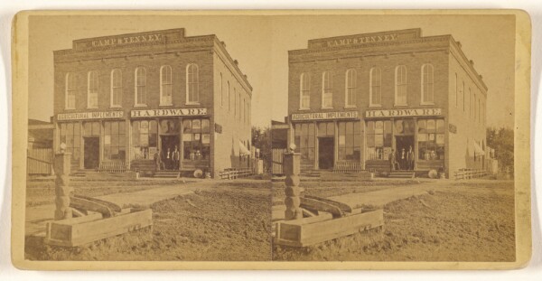 Unknown, [Exterior view of Camp & Tenney Hardware Store]