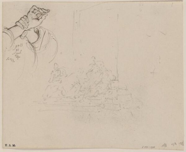 George Chinnery, Clasped hands, and a sketch of Chinese figures
