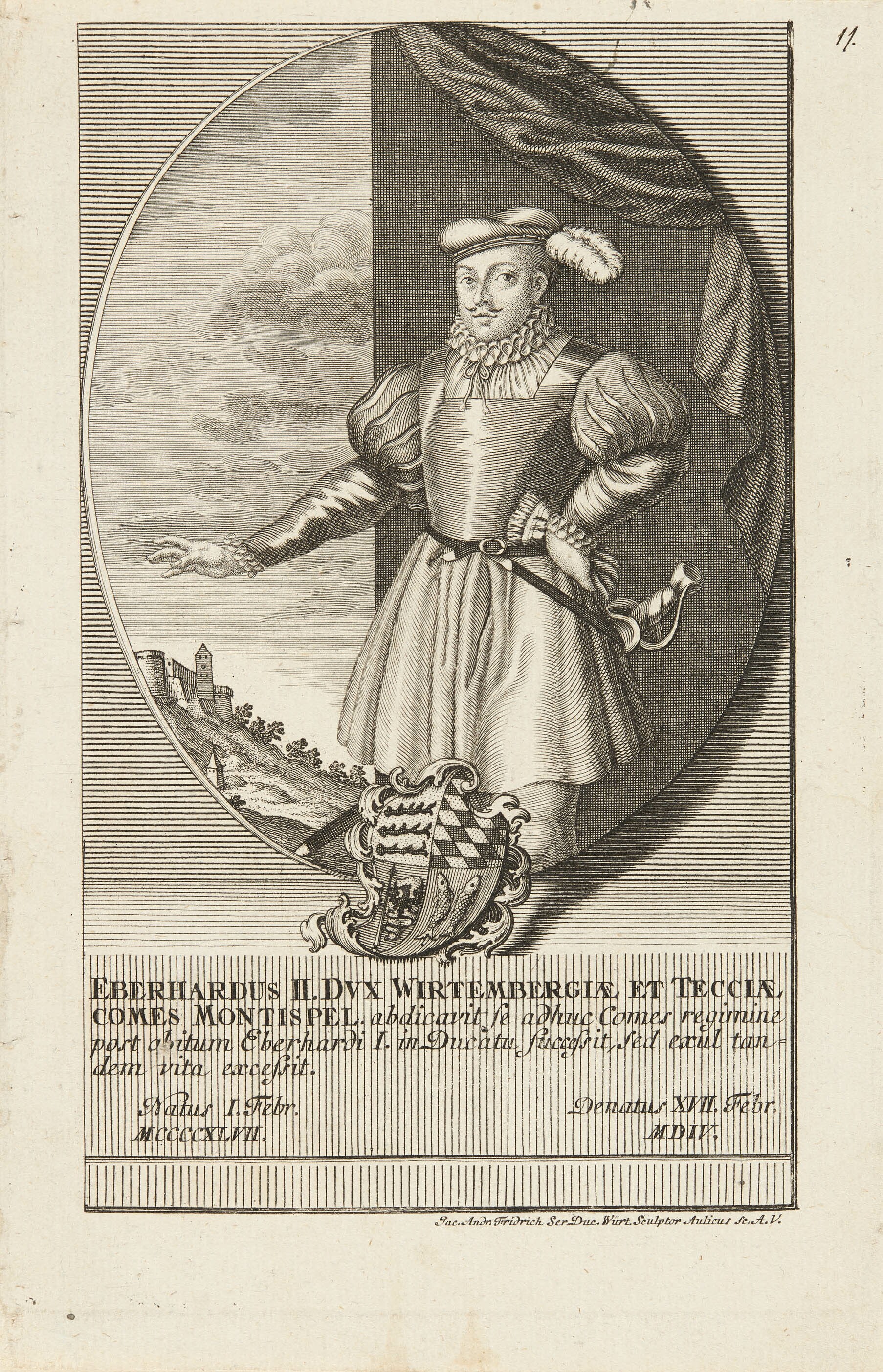 Jacob Andreas Fridrich (der Jüngere), Bildnis Herzog Eberhard II. von Württemberg