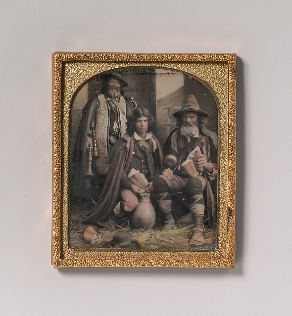 Unknown, [Three Men in Shepherd Attire, One with Bagpipes, the Other Two Holding Bread]