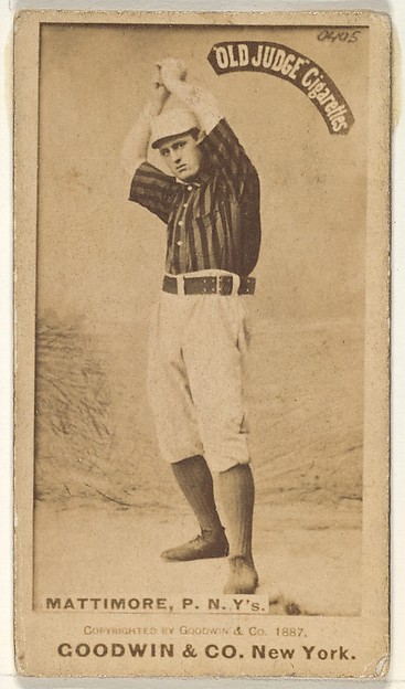 Goodwin & Company, Michael "Mike" Joseph Mattimore, Pitcher, New York, from the Old Judge series (N172) for Old Judge Cigarettes