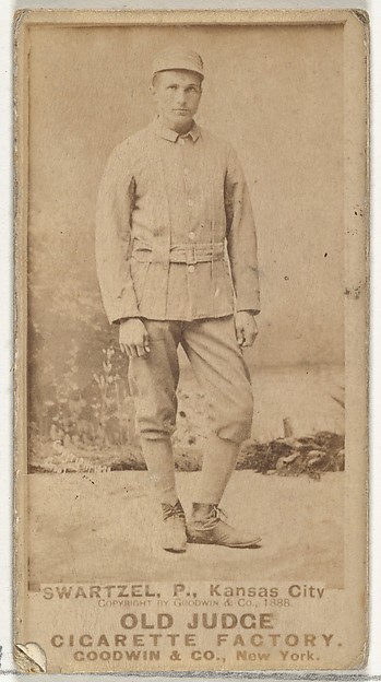 Goodwin & Company, Parke B. Swartzel, Pitcher, Kansas City Cowboys, from the Old Judge series (N172) for Old Judge Cigarettes