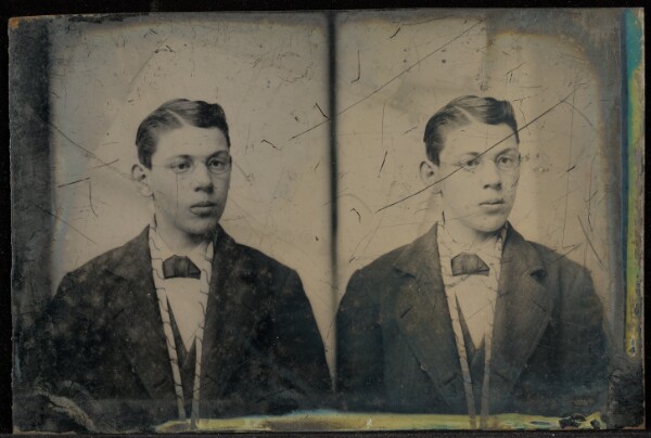 Jacob Byerly, [Double portrait of a young man wearing wire-rimmed glasses]