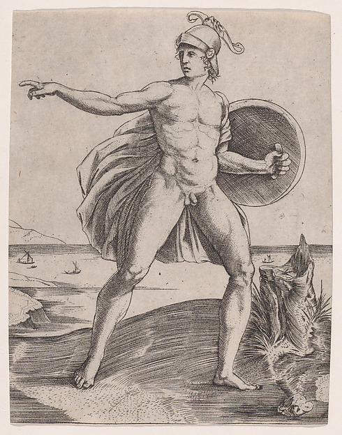 Agostino Veneziano (Agostino dei Musi), A Warrior
