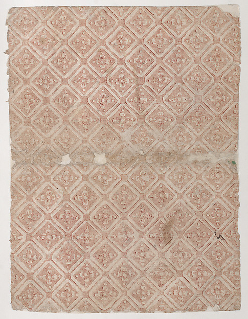 Anonymous, Book cover with overall pattern of diamonds with rosettes