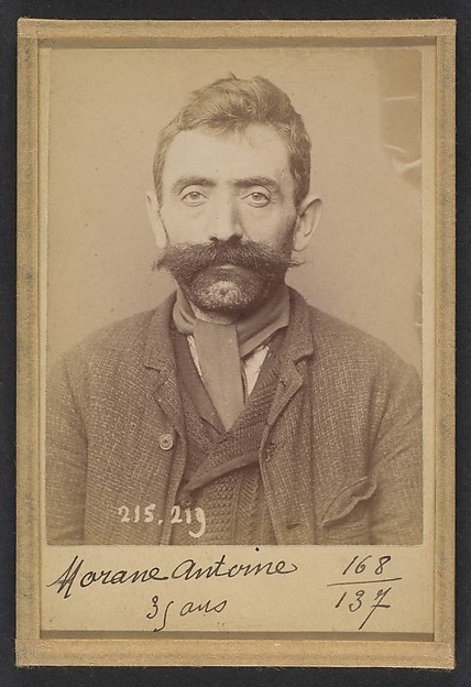 Alphonse Bertillon, Morane. Antoine. 35 ans, né à Chalinargue (Cantal). Manœvre. Anarchiste. 6/3/94.