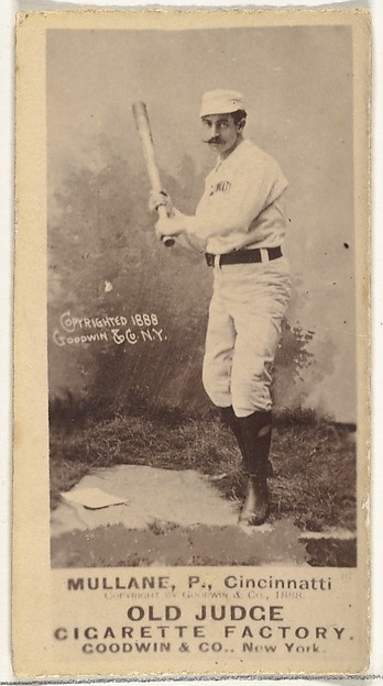 Goodwin & Company, Anthony John "Tony" Mullane, Pitcher, Cincinnati, from the Old Judge series (N172) for Old Judge Cigarettes