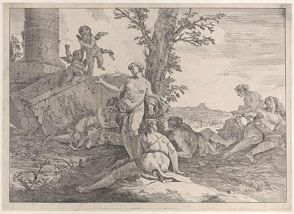 Francesco Fontebasso, Six nymphs and two putti, from "Bacchanals and Histories"