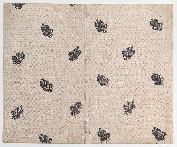 Anonymous, Sheet with overall dot and floral pattern