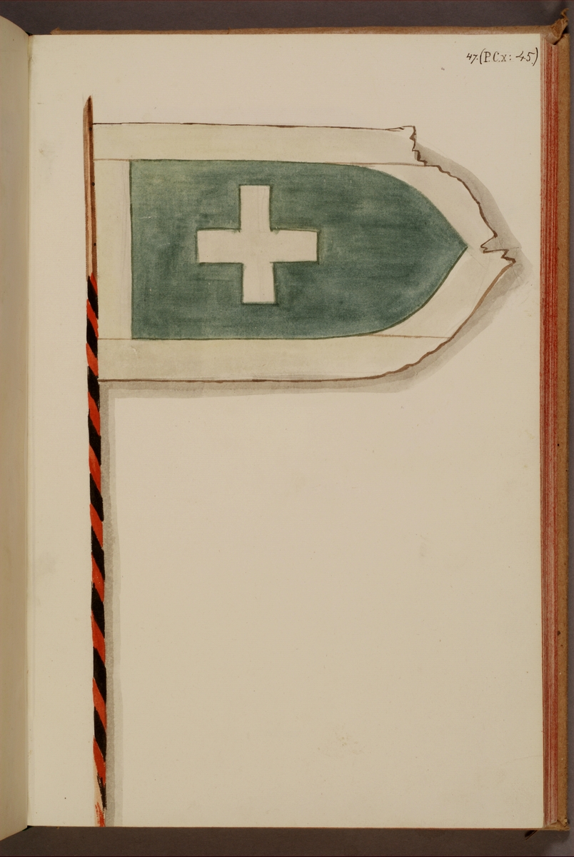 Kjell Hedberg, Imaging in gouache depicting field characters taken as trophy by the Swedish army. The depicted fan is not preserved in the Armémuseum collection.