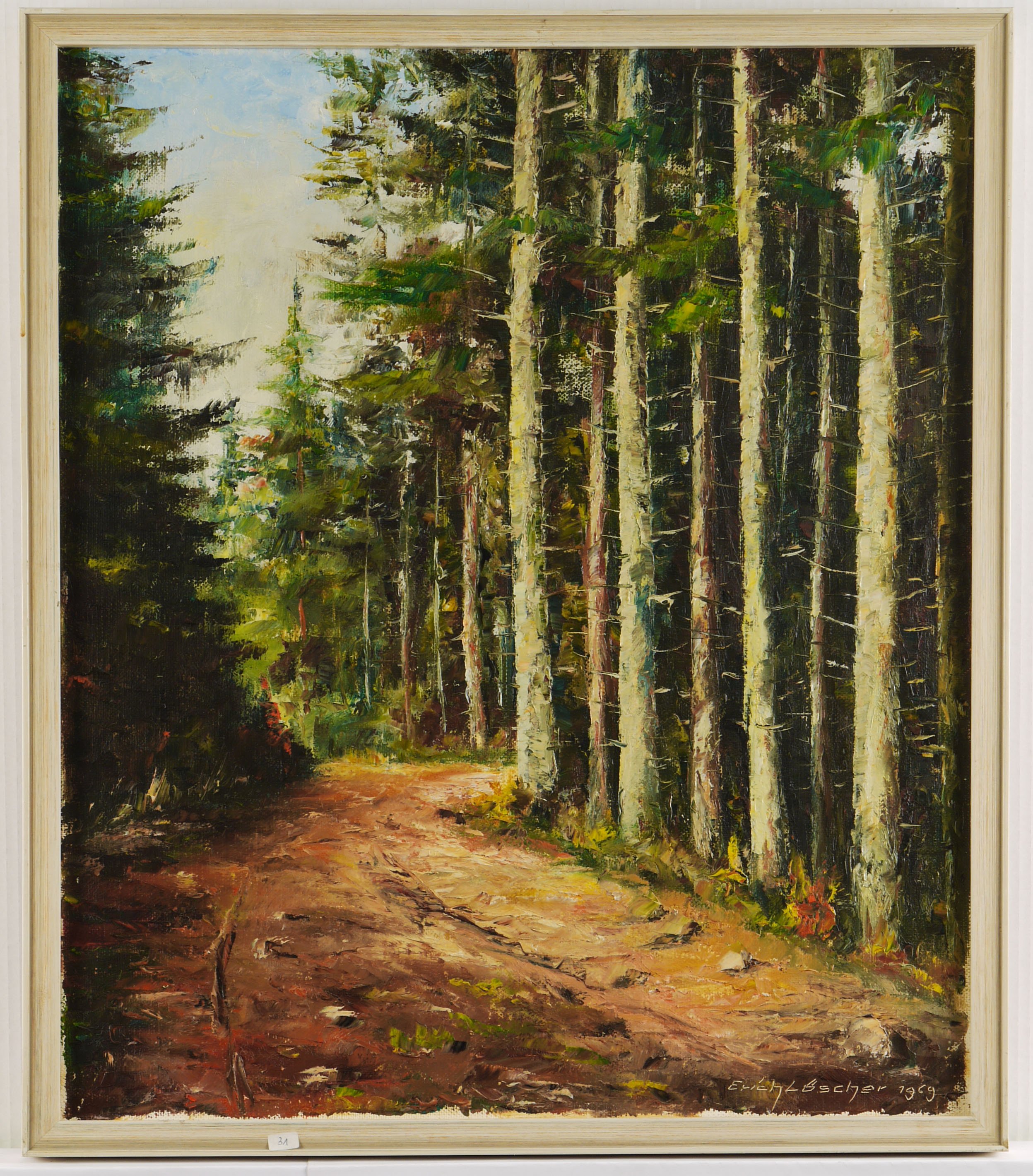 Erich Löscher, Waldweg im Fichtenwald