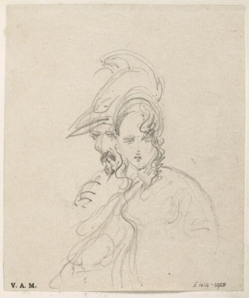 George Chinnery, A Western woman and a bearded man in a helmet