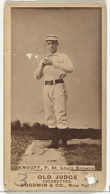 Goodwin & Company, Edward Augustine "Ed" Knouff, Pitcher, St. Louis Browns, from the Old Judge series (N172) for Old Judge Cigarettes
