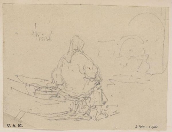 George Chinnery, A boatwoman sitting on a beached boat