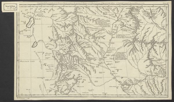 Anville, Jean Baptiste Bourguignon d', (1697-1782) (cartographer), Cinquiéme Feuille particuliere de la Tartarie Chinoise, contenant les environs de Tcitcicar et de Merghen, le Pays de Tagouri et des Solons, et l'extremité orientale du Grand désert de Sable