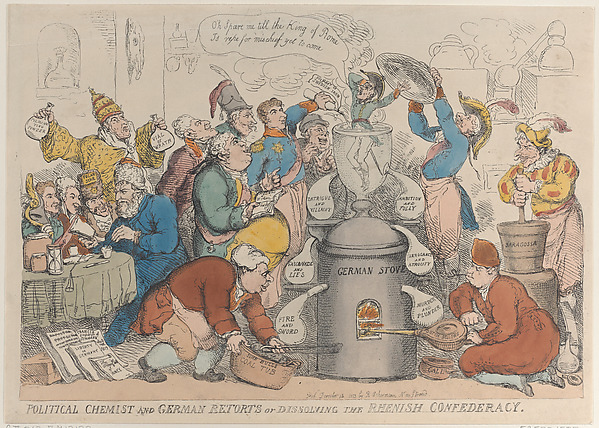 Thomas Rowlandson, Political Chemist and German Retorts or Dissolving the Rhenish Confederacy