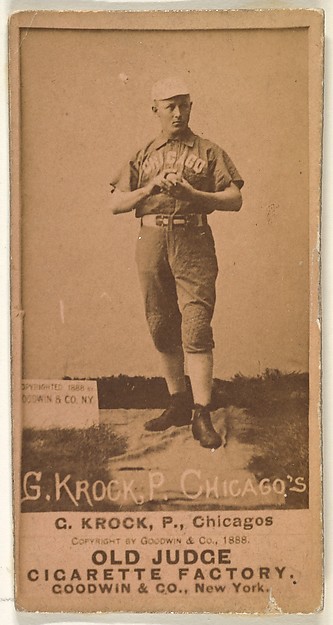 Goodwin & Company, August H. "Gus" Krock, Pitcher, Chicago, from the Old Judge series (N172) for Old Judge Cigarettes