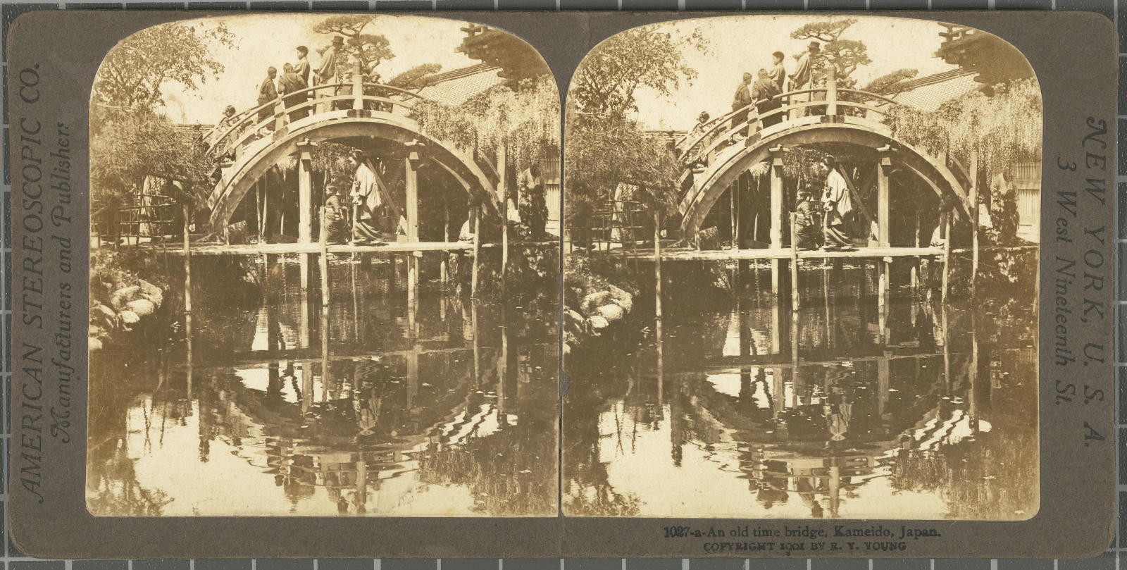 Desconegut, An old time bridge, Kameido, Japan. Justification of the title, registered title American Stereoscopic Company