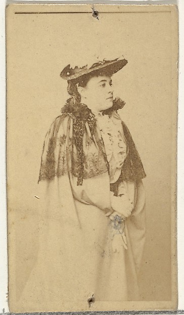 W. Duke, Sons & Co., [Actress wearing cloak with lace details], from the Actors and Actresses series (N145-8) issued by Duke Sons & Co. to promote Duke Cigarettes